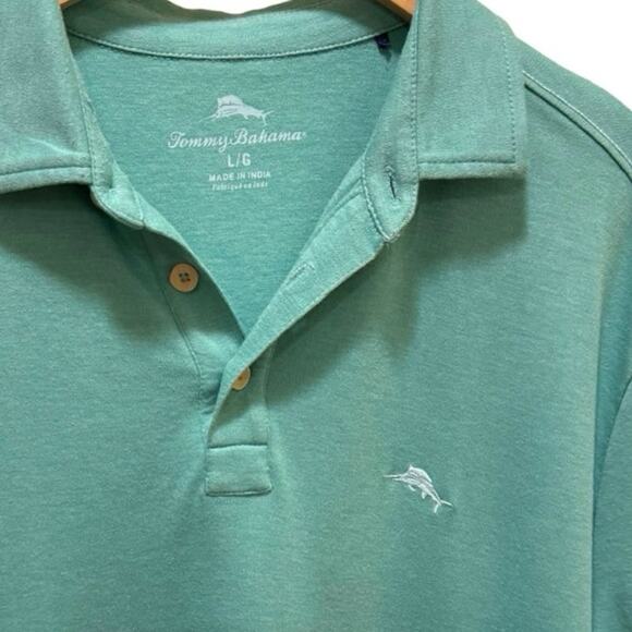 Mens Heathered green Tommy Bahama Stretchy Short Sleeve Polo L Large golf - Picture 3 of 5